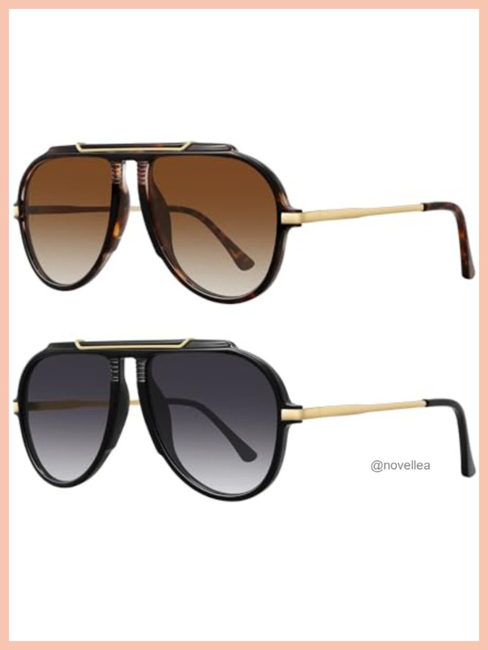 Retro Oversized Aviator Sunglasses UV400 Non-Polarized for Women Men